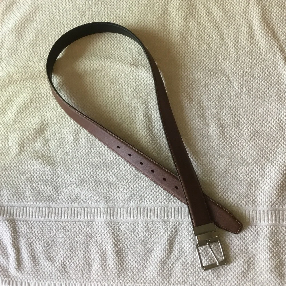 Goodfellow & Co Brown and Black Belt with Silver Buckle